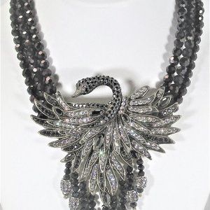 HEIDI DAUS "GRACEFUL BEAUTY" Crystal Black Swan Necklace
